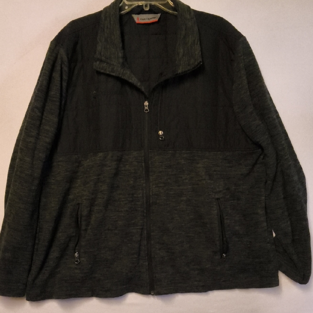Free Country Black /Gray Quilted Jacket Lined Zipper Front Pockets